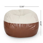 Modern Pouf a sacco in tessuto bicolore e similpelle da 150 cm