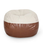 Modern Pouf a sacco in tessuto bicolore e similpelle da 150 cm