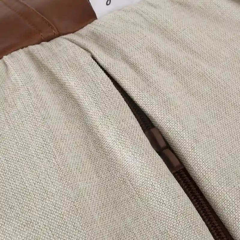 Modern Pouf a sacco in tessuto bicolore e similpelle da 150 cm