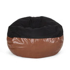 Modern Pouf a sacco in tessuto bicolore e similpelle da 150 cm