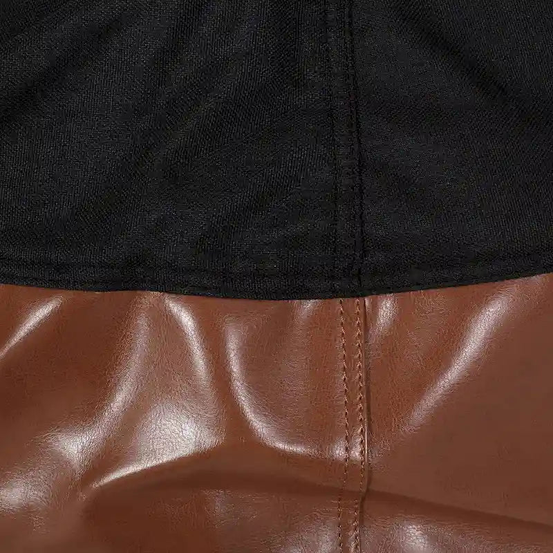 Modern Pouf a sacco in tessuto bicolore e similpelle da 150 cm
