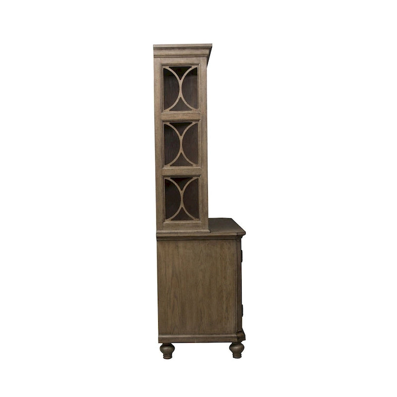Credenza con Sopralzo Semplicemente Elegante nei Toni del Bianco, Marrone e Tortora Melange