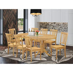 Set da tavolo moderno da 9 pezzi include un tavolo ovale in legno e 8 sedie da cucina, Quercia (Opzioni di seduta)