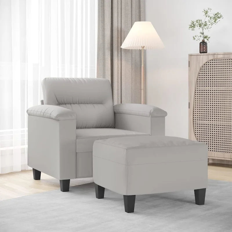Poltrona moderna accentata rivestita con poggiapiedi in tessuto microfibra