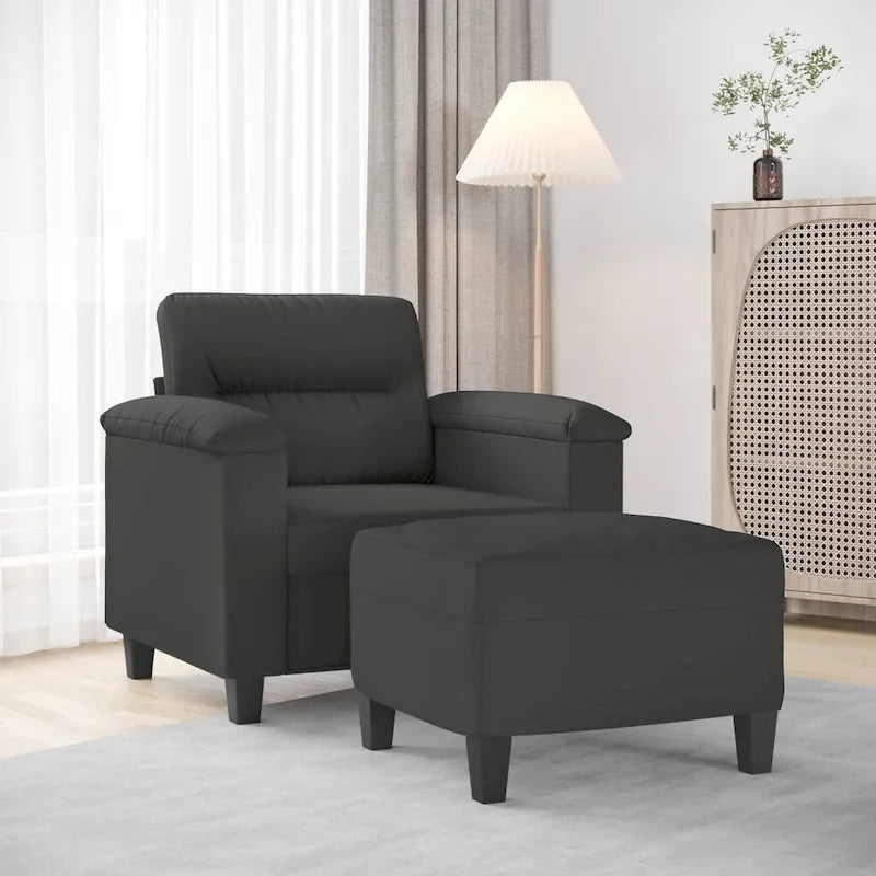 Poltrona moderna accentata rivestita con poggiapiedi in tessuto microfibra