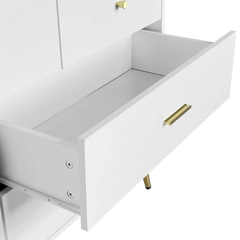 Cassettone grande a sette cassetti con maniglia dorata