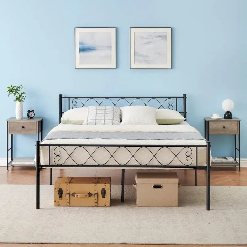 Struttura letto a piattaforma con testiera in ferro battuto "Sweet Heart"