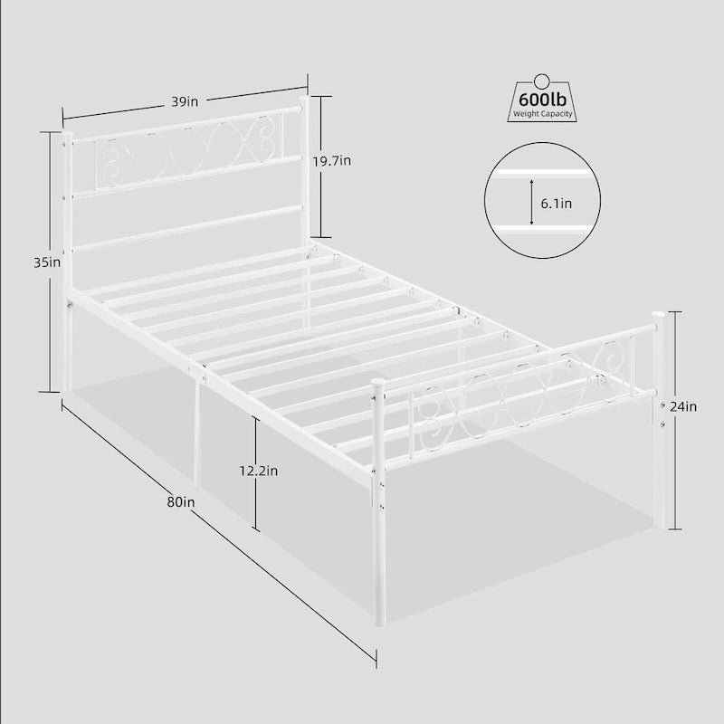 Struttura letto a piattaforma con testiera in ferro battuto "Sweet Heart"
