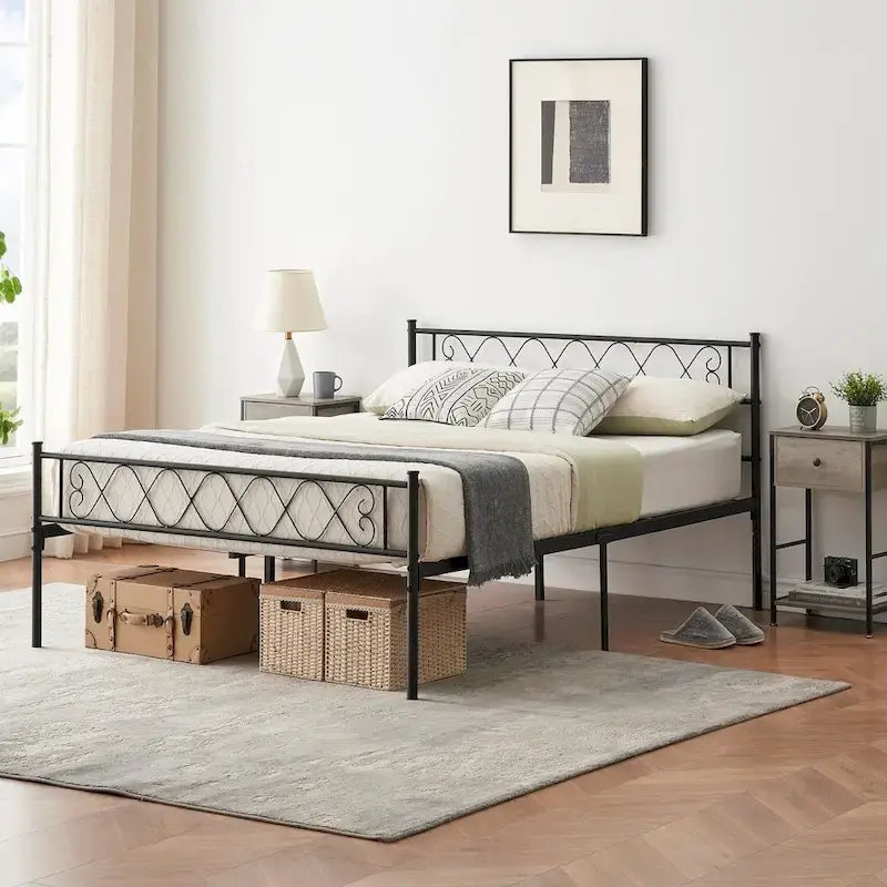 Struttura letto a piattaforma con testiera in ferro battuto "Sweet Heart"