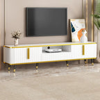 Mobile TV Minimalista di Lusso con Ripiano Aperto per TV Fino a 85 Pollici, Centro Intrattenimento con Armadietti e Cassetti