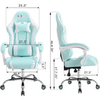Sedia da Gaming Stile Racing, Sedia da Ufficio da Gaming Regolabile in Altezza in Pelle PU con Poggiatesta e Supporto Massaggiante Lombare
