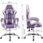 Sedia da Gaming Stile Racing, Sedia da Ufficio da Gaming Regolabile in Altezza in Pelle PU con Poggiatesta e Supporto Massaggiante Lombare