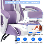 Sedia da Gaming Stile Racing, Sedia da Ufficio da Gaming Regolabile in Altezza in Pelle PU con Poggiatesta e Supporto Massaggiante Lombare