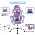 Sedia da Gaming Stile Racing, Sedia da Ufficio da Gaming Regolabile in Altezza in Pelle PU con Poggiatesta e Supporto Massaggiante Lombare