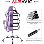 Sedia da Gaming Stile Racing, Sedia da Ufficio da Gaming Regolabile in Altezza in Pelle PU con Poggiatesta e Supporto Massaggiante Lombare