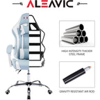 Sedia da Gaming Stile Racing, Sedia da Ufficio da Gaming Regolabile in Altezza in Pelle PU con Poggiatesta e Supporto Massaggiante Lombare
