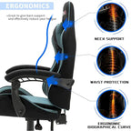 Sedia da Gaming Stile Racing, Sedia da Ufficio da Gaming Regolabile in Altezza in Pelle PU con Poggiatesta e Supporto Massaggiante Lombare