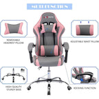 Sedia da Gaming Stile Racing, Sedia da Ufficio da Gaming Regolabile in Altezza in Pelle PU con Poggiatesta e Supporto Massaggiante Lombare