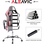 Sedia da Gaming Stile Racing, Sedia da Ufficio da Gaming Regolabile in Altezza in Pelle PU con Poggiatesta e Supporto Massaggiante Lombare