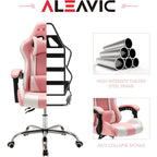 Sedia da Gaming Stile Racing, Sedia da Ufficio da Gaming Regolabile in Altezza in Pelle PU con Poggiatesta e Supporto Massaggiante Lombare