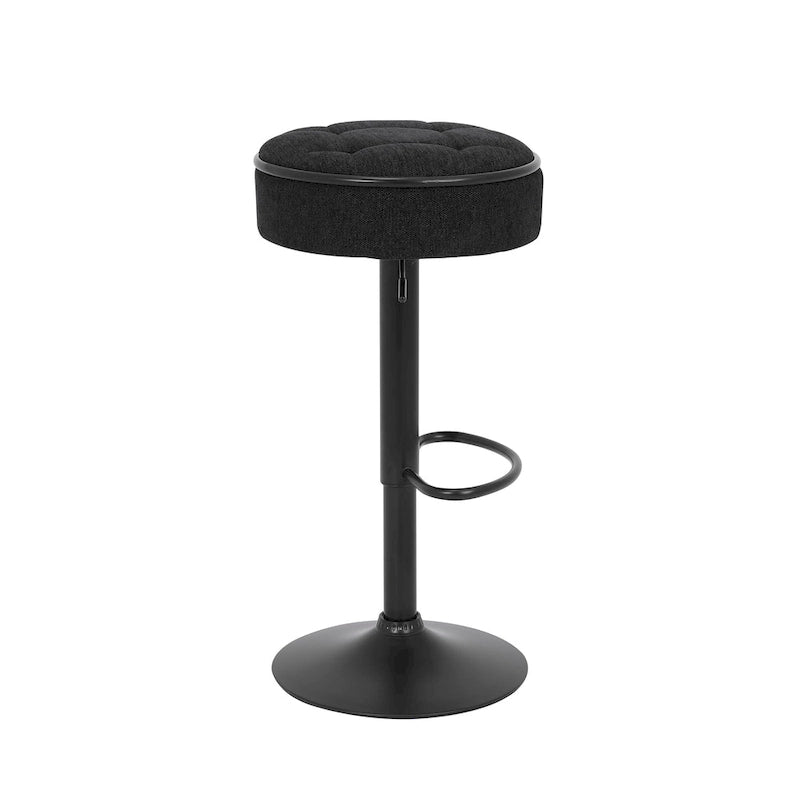 Sgabello da Bar Rotondo con Contenitore, Sgabello da Bar Regolabile in Altezza in Similpelle, Sgabello Girevole a 360° con Altezza da Bancone