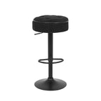 Sgabello da Bar Rotondo con Contenitore, Sgabello da Bar Regolabile in Altezza in Similpelle, Sgabello Girevole a 360° con Altezza da Bancone
